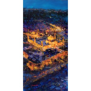 Shan Amrohvi, 24 x 48 inch, Acrylic on Canvas, Cityscape Painting, AC-SA-183
